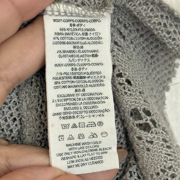 Free People Blouse Size Medium Varsity Lace Peplum Top Boho Chic Romantic Brown - Picture 8 of 14